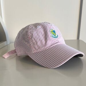 Naples Beach Hotel & Golf Club Seersucker Hat Pink Resort Crest